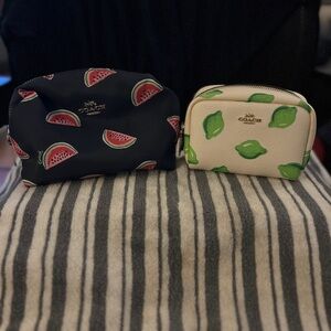 Coach Watermelon and Lime cosmetics bag bundle.